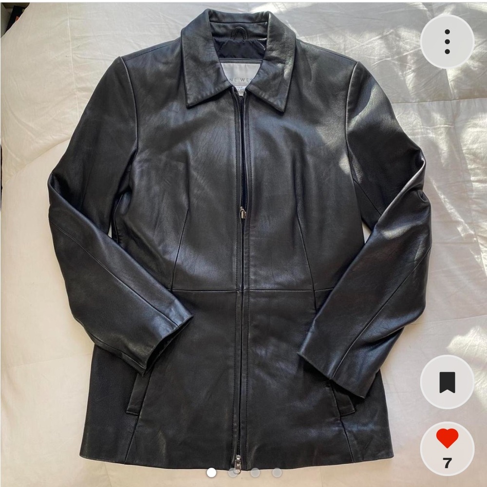 Nine West Black Leather Jacket Classic Design